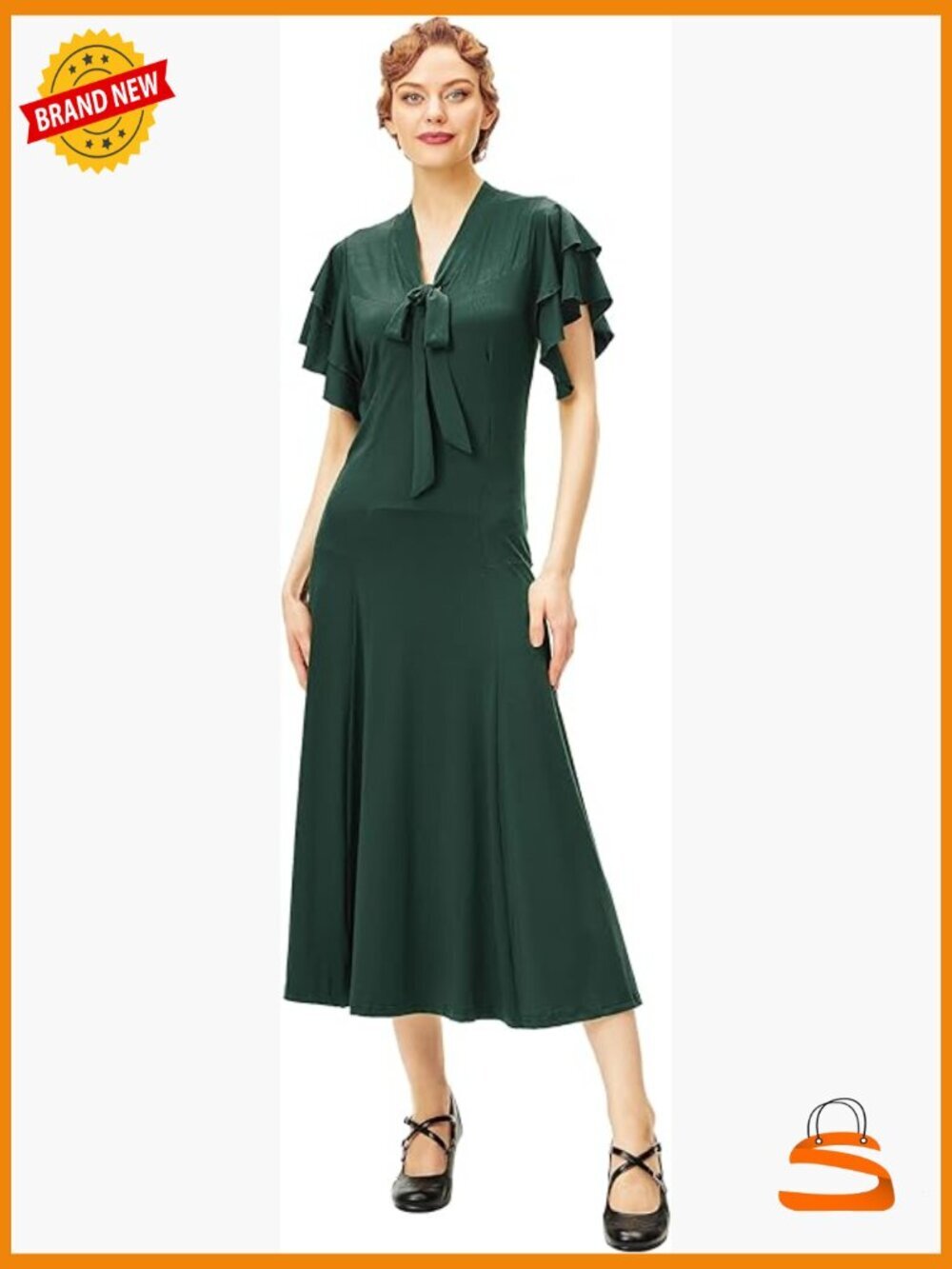 Vintage Flapper Dress 1920s Ruffle Cocktail Tie Neck